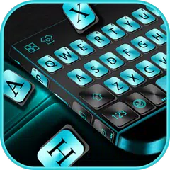 Cyan Metal Keyboard Theme APK download