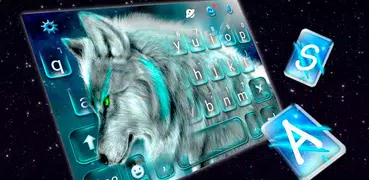 Cyan Neon Wolf Tema de teclado