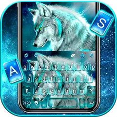 Cyan Neon Wolf Tastatur-Thema APK Herunterladen