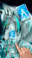 Tema Keyboard Cyan Neon Wolf imagem de tela 1