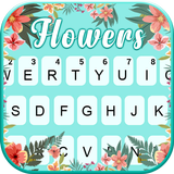Tema Keyboard Cyan Flowers ícone