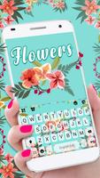 ثيم لوحة المفاتيح Cyan Flowers الملصق