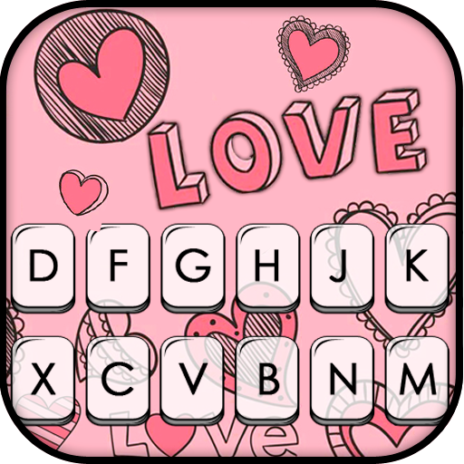 Doodle Pink Love Tema Tastiera
