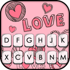 ikon Tema Keyboard Doodle Pink Love