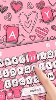 Tema Keyboard Doodle Pink Love imagem de tela 1