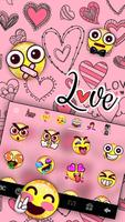 برنامه‌نما تم صفحه کليد Doodle Pink Love عکس از صفحه