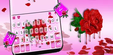 Dripping Red Rose Keyboard The