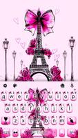 Tema Keyboard Eiffel Tower Bow Cartaz