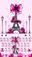 Eiffel Tower Pink Bow Keyboard poster