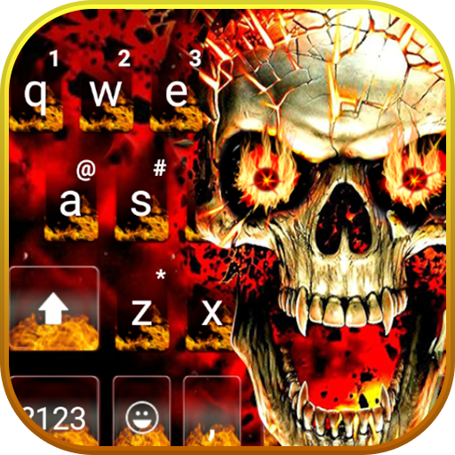 Fire Flaming Skull Tema de tec