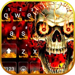 Fire Flaming Skull Tastatur-Th