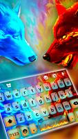 Tema Keyboard Fire Ice Wolf Cartaz
