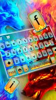 Tema Keyboard Fire Ice Wolf imagem de tela 1