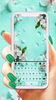 خلفية الكيبورد Flowers Cyan الملصق