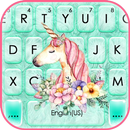 Floral Cyan Unicorn Klavye Ark APK