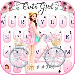 Floral Bicycle Girl Keyboard T APK download