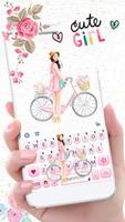 Floral Bicycle Girl पोस्टर