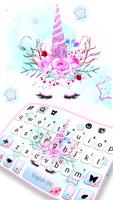 Floral Pink Unicorn poster