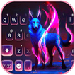 Flaming Neon Wolf Keyboard The