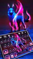 Flaming Neon Wolf poster