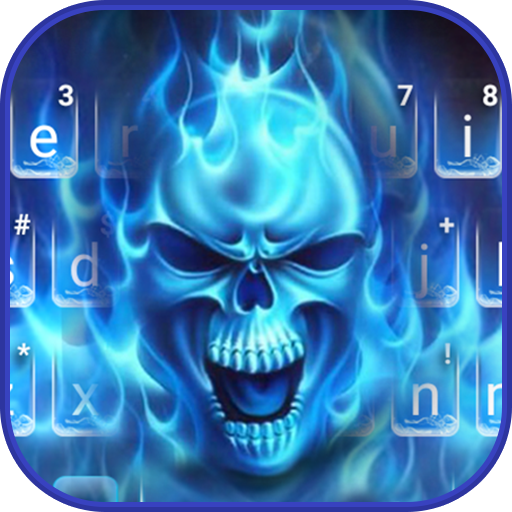 Flaming Ice Skull Keyboard The