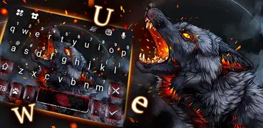 Tema Keyboard Flaming Wolf