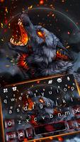 Tema Keyboard Flaming Wolf poster