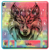 ثيم لوحة المفاتيح Galaxy Drawing Wolf أيقونة