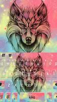 ثيم لوحة المفاتيح Galaxy Drawing Wolf الملصق