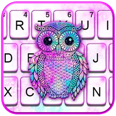 最新版、クールな Galaxy Owl のテーマキーボード