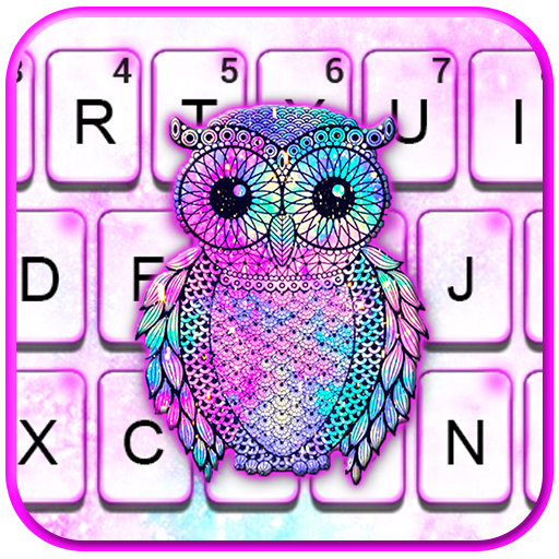 最新版、クールな Galaxy Owl のテーマキーボード