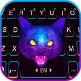 خلفية الكيبورد Galaxy Neon Cat أيقونة