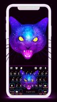 خلفية الكيبورد Galaxy Neon Cat الملصق