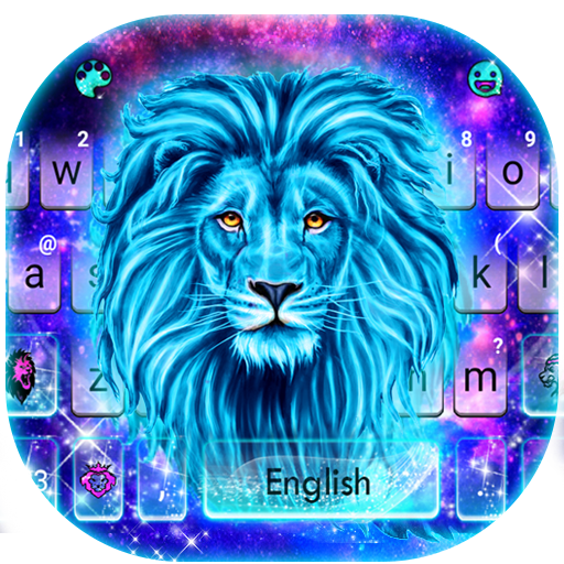 Tema Keyboard Galaxy Neon Lion