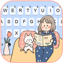 خلفية الكيبورد Girl With Cat APK