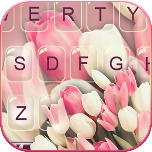 Girly Pink Tulip Keyboard Them