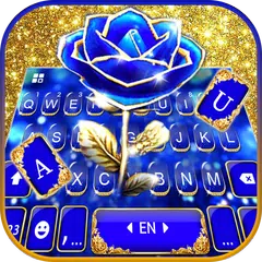 Gold Blue Rose Crystal Keyboar APK download