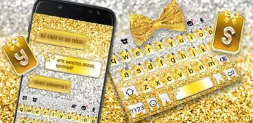 Gold Bowknot Glitter Keyboard 