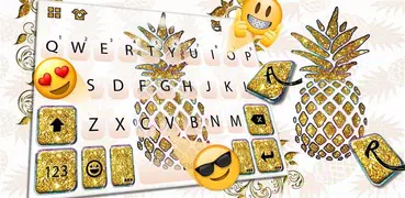 Tema Keyboard Gold Glitter Pineapple