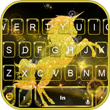 ikon Tema Keyboard Gold Luxury Unicorn