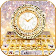 Gold Glitter Clock Keyboard Th APK download