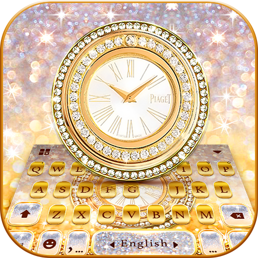 Gold Glitter Clock Tastaturhin