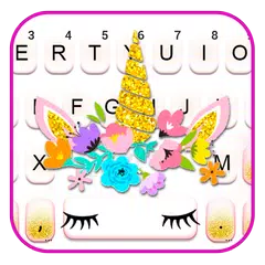 Golden Floral Unicorn Keyboard APK download