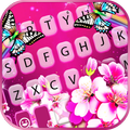 Pink Flower Butterfly Keyboard Background