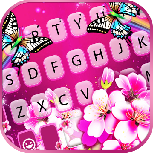 Pink Flower Butterfly Tastatur