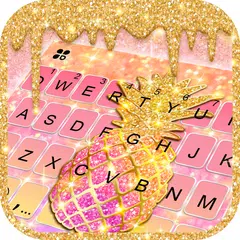 最新版、クールな Glitter Drop Pineapple のテーマキーボード アプリダウンロード