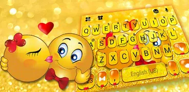 Tema Keyboard Glitter Gold Lov