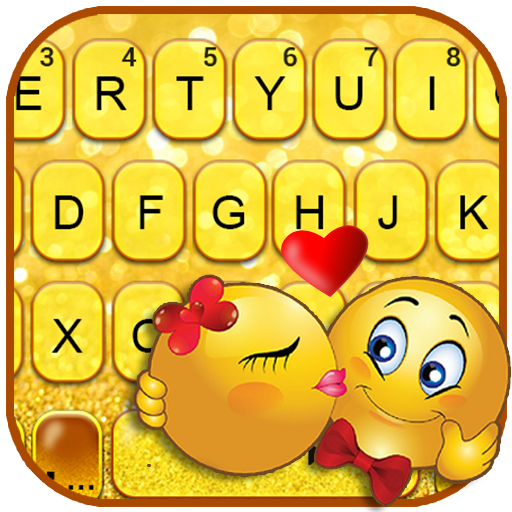 Glitter Gold Love Emojis 主題鍵盤
