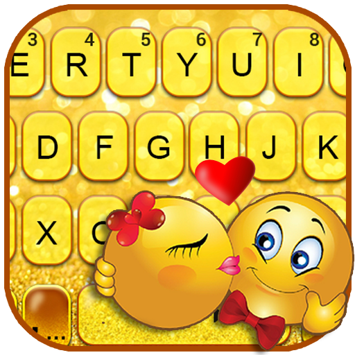 Glitter Gold Love Emojis Keybo