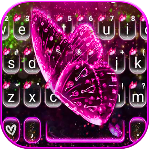 Glitter Pink Butterfly Keyboar